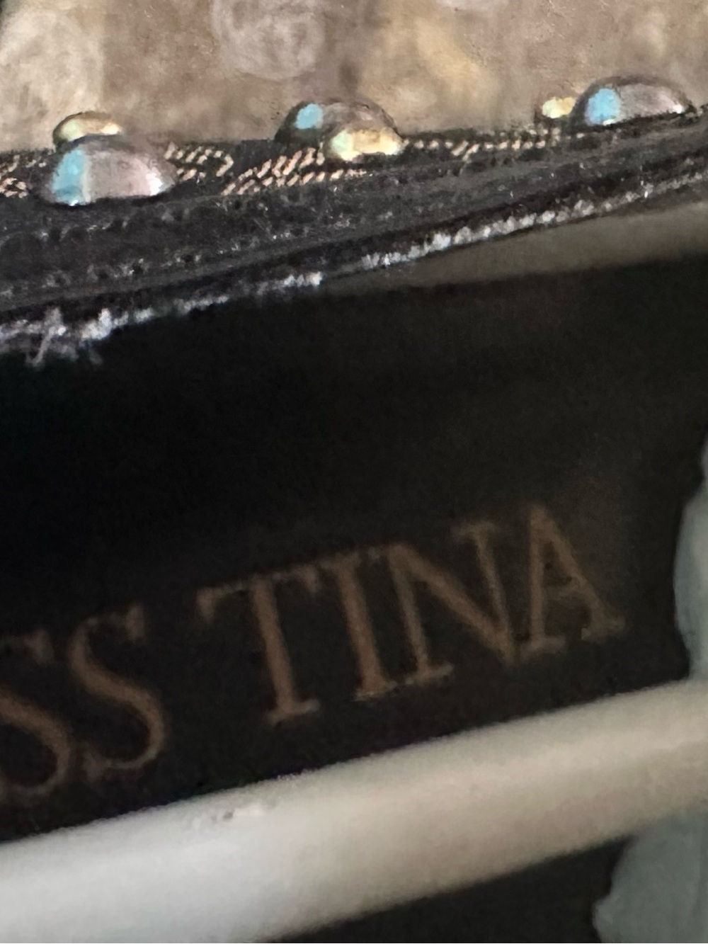 Miss Tina Elegant Black Peep-Toe Embellished High-Heel Booties - Picture 6 of 11